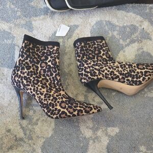 Leopard Print Stiletto Ankle Boots